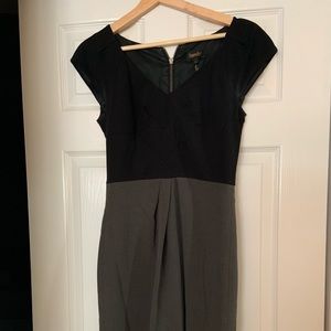 Black and gray color blocked work dress